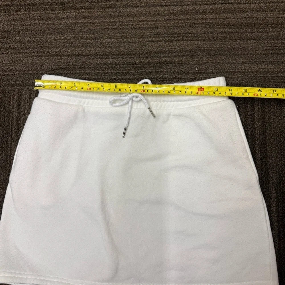 Love Streak White Drawstring Sweatshirt Like Fleece Skirt Pockets Summer Coverup